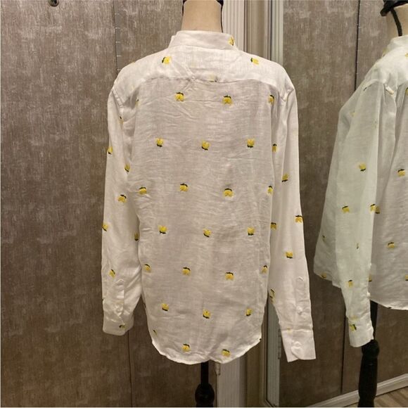Puro Lino 100% linen lemon 🍋 embroidered blouse, XL - Picture 6 of 10